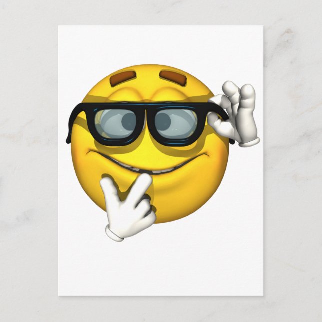 Postal Cara amarilla del nerd (Anverso)
