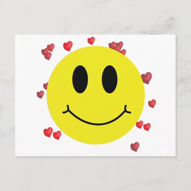 Postal Cara con corazones rojos (Anverso)