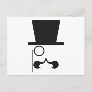 Postal Cara con gorra, bigote y ojal