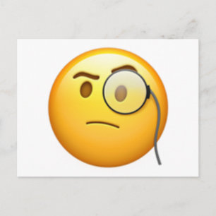 Postal Cara con monóculo - Emoji