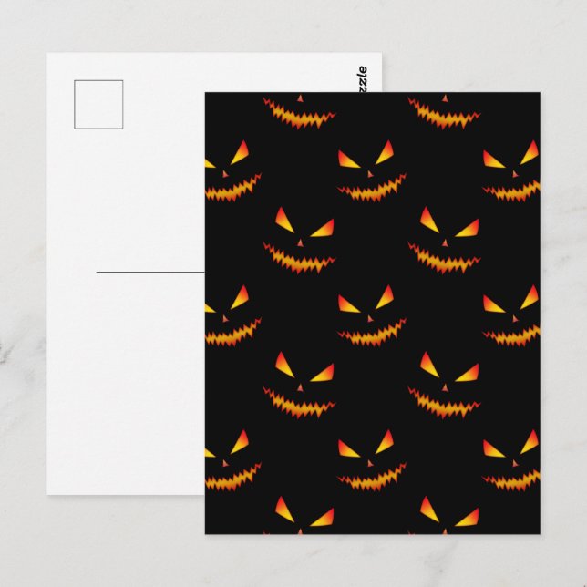 Postal Cara Cool de Jack O'Lantern espeluznante patrón de (Anverso / Reverso)