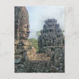 Postal Cara de Buda de Piedra en el templo de Bayon, Angk