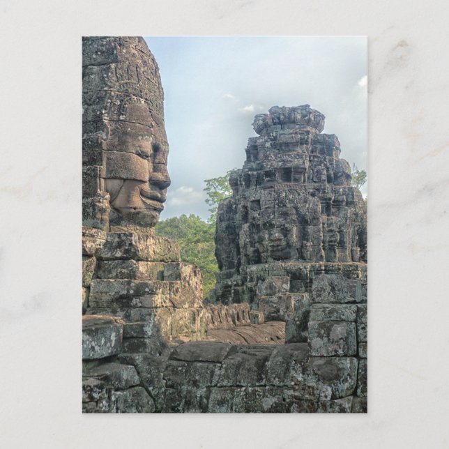 Postal Cara de Buda de Piedra en el templo de Bayon, Angk (Anverso)