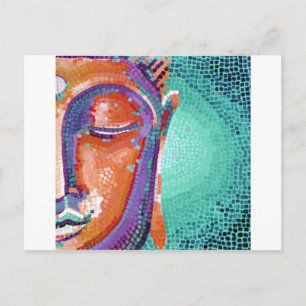 Postal cara de buddha de mosaico naranja