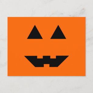Postal Cara de calabaza de Halloween
