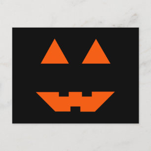 Postal Cara de calabaza de Halloween