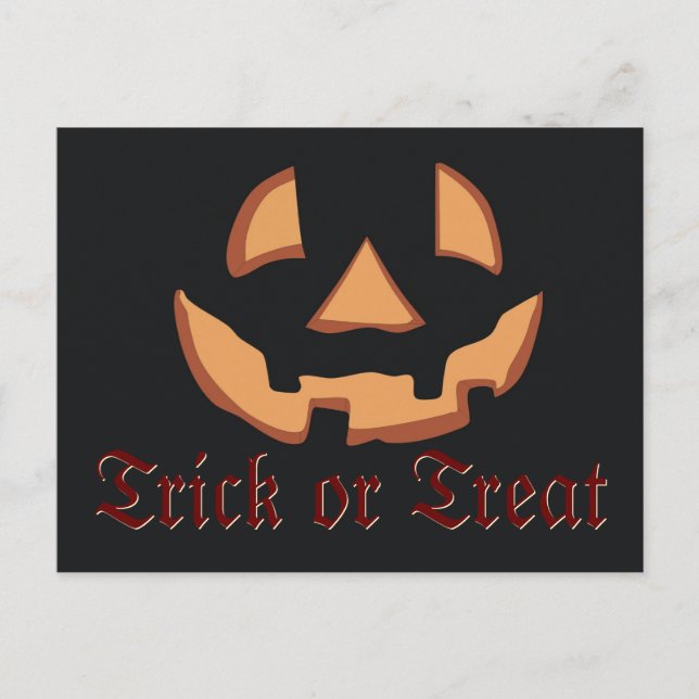Postal Cara de calabaza para Halloween (Anverso)