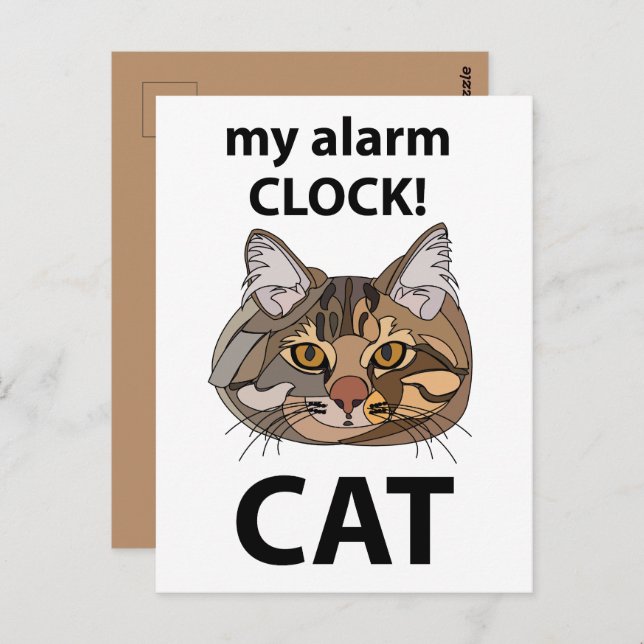 Postal Cara de Gato Mi Gato Tabby Reloj de Alarma (Anverso / Reverso)