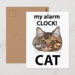 Postal Cara de Gato Mi Reloj de Alarma Gato Tabby
