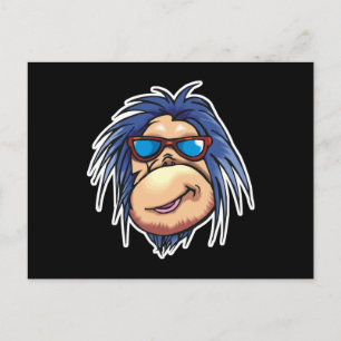 Postal cara de mono fresca loca