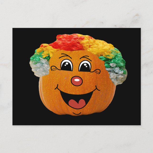 Postal Cara de payaso Jack o' Lantern, Calabaza de Hallow (Anverso)