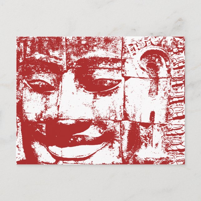 Postal Cara de piedra jemer... Templo de Bayon, Camboya (Anverso)