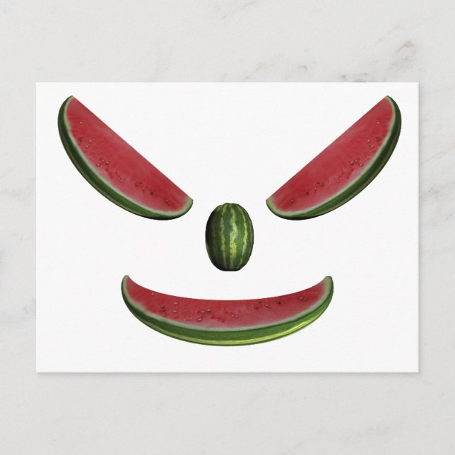Postal Cara de sandía sonriente (Anverso)