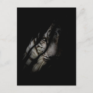 Postal Cara de Tigre Blanco Garra Desgarrada Animal Salva