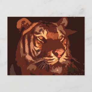 Postal Cara de tigre de luz negra