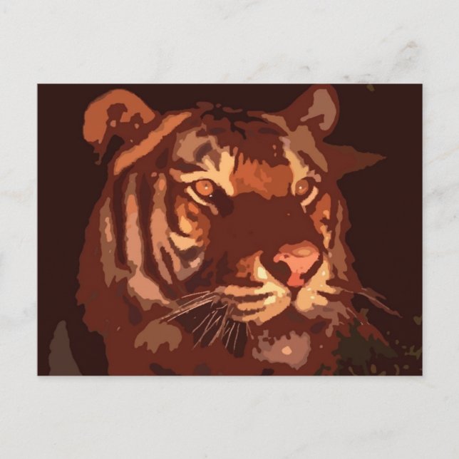 Postal Cara de tigre de luz negra (Anverso)