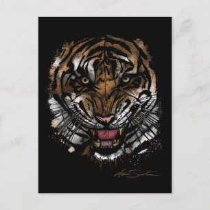 Postal Cara de tigre (diseño de firma)