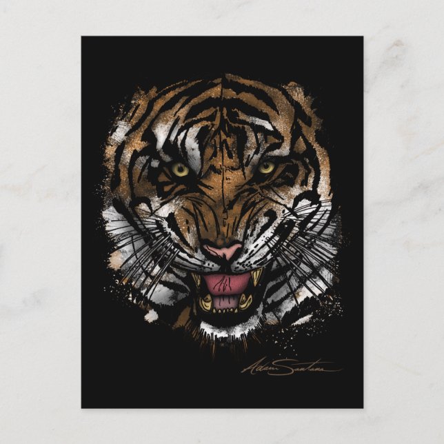 Postal Cara de tigre (diseño de firma) (Anverso)