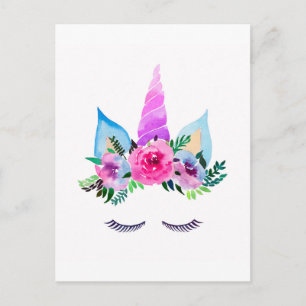 Postal Cara de unicornio mágica