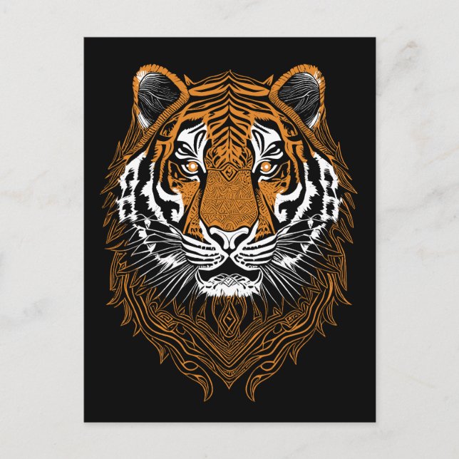Postal Cara detallada del tigre (Anverso)