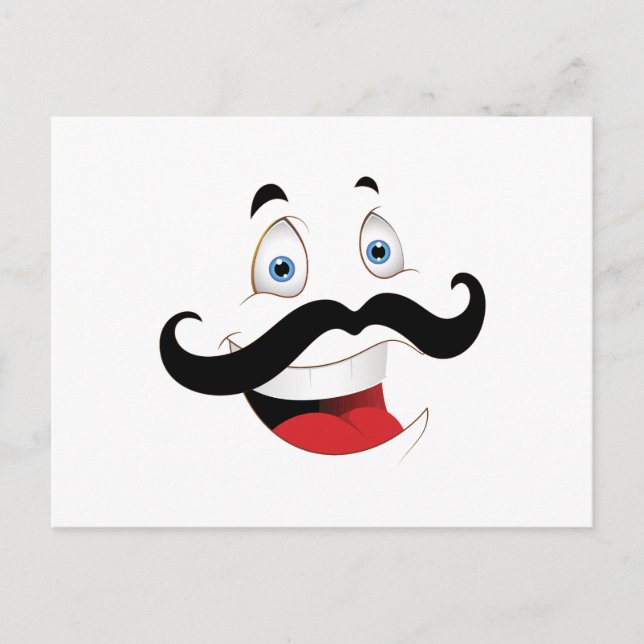 Postal Cara divertida con bigote (Anverso)