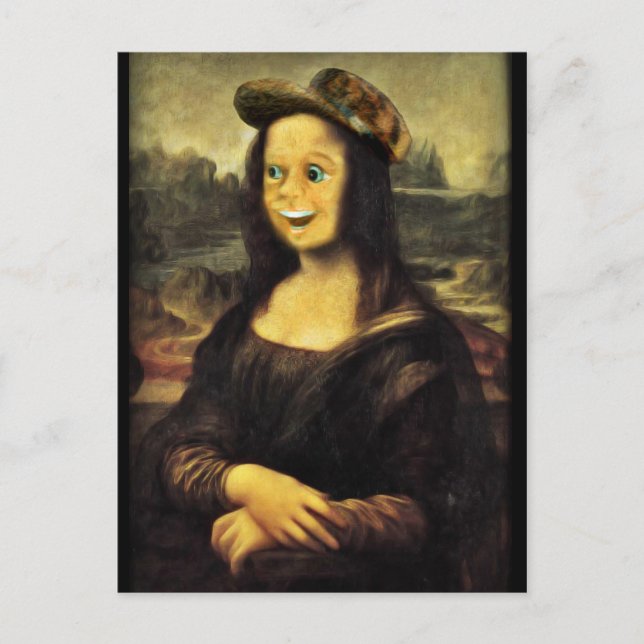 Postal Cara Divertida de Mona Lisa (Anverso)