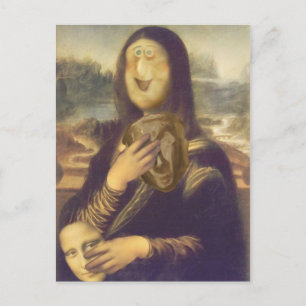 Postal Cara Divertida de Mona Lisa