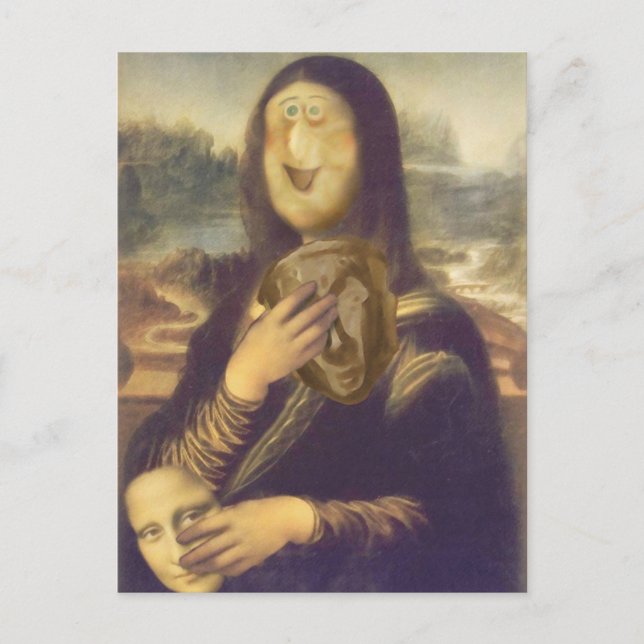 Postal Cara Divertida de Mona Lisa (Anverso)
