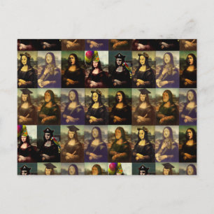 Postal Cara Divertida de Mona Lisa