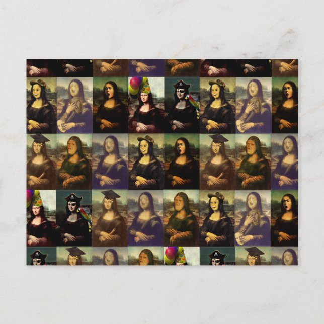 Postal Cara Divertida de Mona Lisa (Anverso)