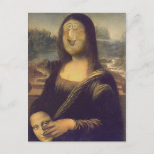Postal Cara Divertida de Mona Lisa
