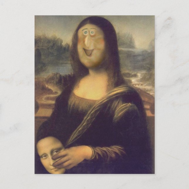 Postal Cara Divertida de Mona Lisa (Anverso)