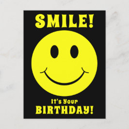 Postal Cara Feliz Amarilla Sonriente es tu Cumpleaños Neg