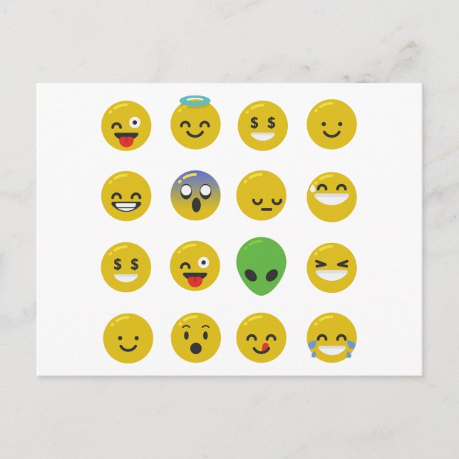 Postal cara feliz de la emoji (Anverso)