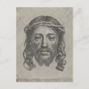 Postal Cara grabada de Jesucristo por Claude Mellan