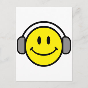 Postal cara linda con auriculares