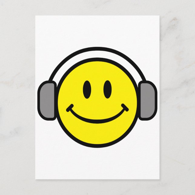 Postal cara linda con auriculares (Anverso)
