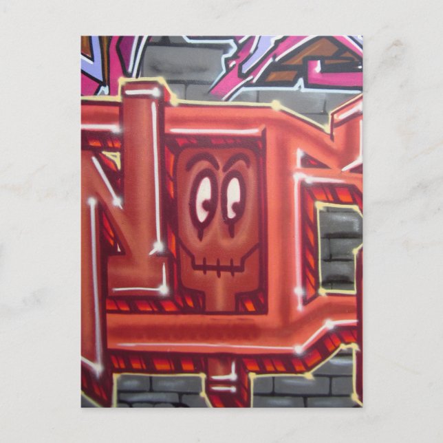 Postal Cara roja de graffiti (Anverso)