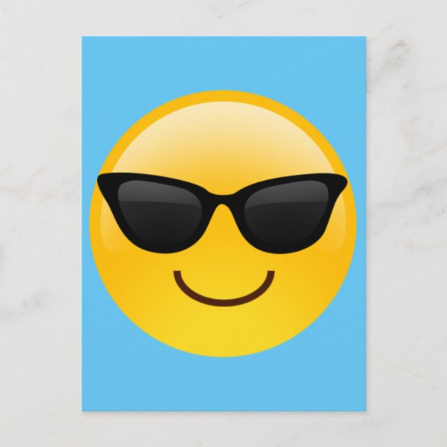 Postal Cara sonriente con gafas de sol Emoji Guay (Anverso)