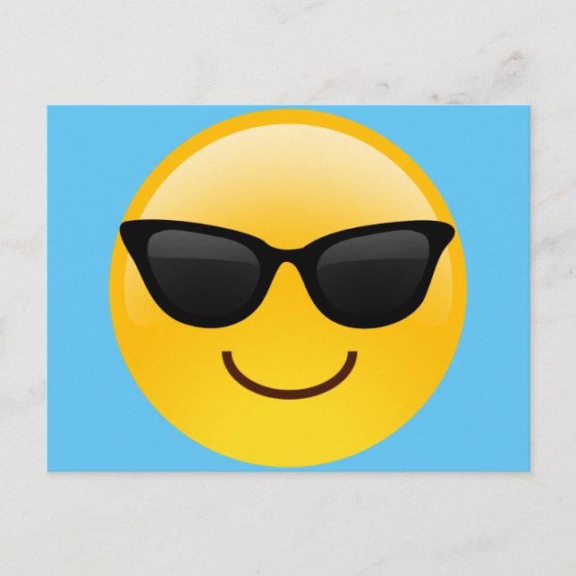 Postal Cara sonriente con gafas de sol Emoji Guay (Anverso)