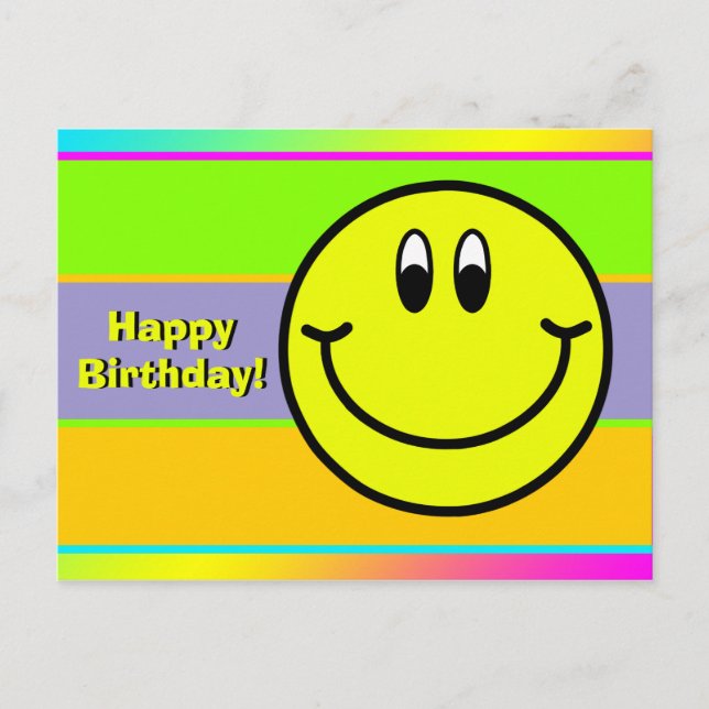 Postal Cara sonriente feliz Emoji Feliz cumpleaños Tarjet (Anverso)