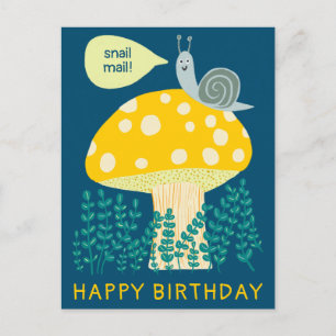 Postal Caracol caprichoso en hongo mágico Cumpleaños pers