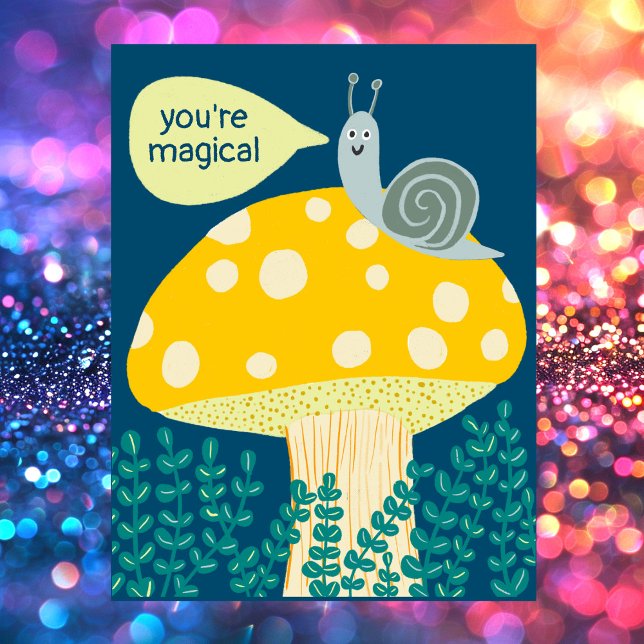 Postal Caracol caprichoso en un PERSONALIZADO mágico de h (Whimsical Snail on Magical Mushroom Cute CUSTOM Postcard
)