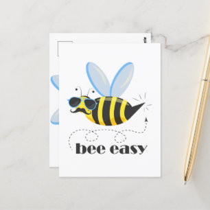 Postal Carácter de abeja con gafas de sol bigote Bee Fáci