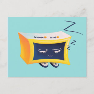Postal Carácter de reloj de alarma de Kawaii Cute Sleepin