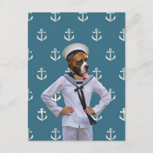 Postal Caracter divertido de perro marinero