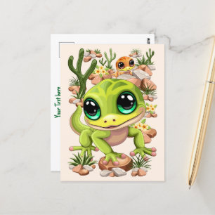 Postal Caracteres de dibujos animados de Baby Geckos Cute