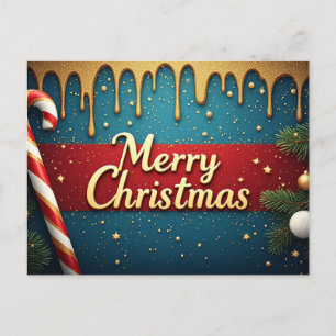 Postal Caramelo de Navidad Feliz Navidad Azul Rojo