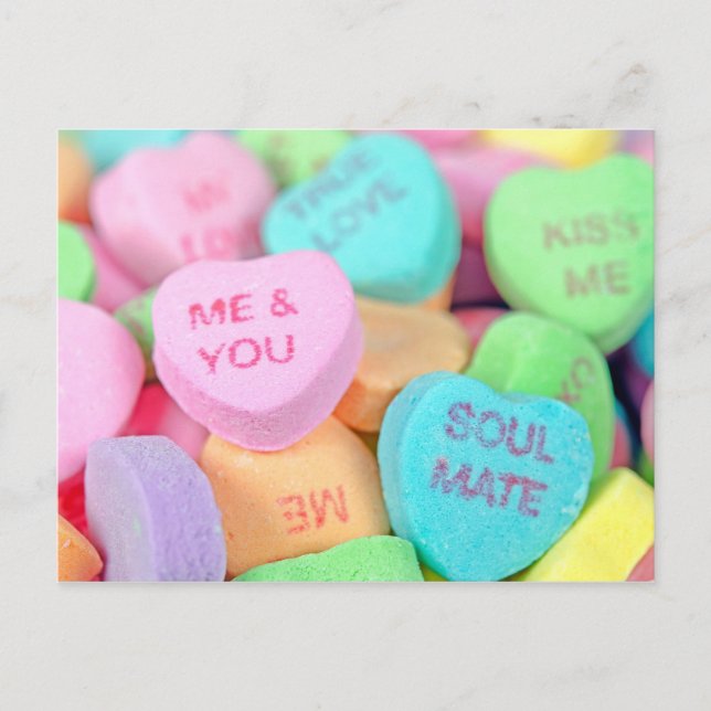 Postal caramelos Valentine Hearts (Anverso)