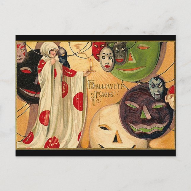 Postal Caras de Halloween - Art Deco (Anverso)